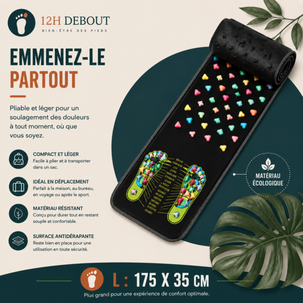 Tapis d'acupression 12H DEBOUT taille L, 175 x 35 cm